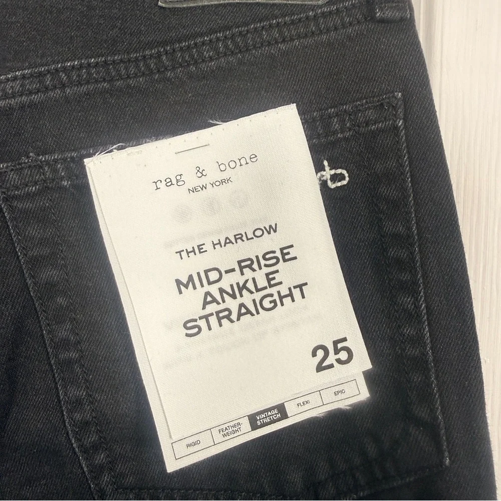 Rag & Bone Harlow Jewel Mid-Rise Ankle Jeans Black 25 - Picture 11 of 11